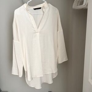 Zara Cream V-Neck Blouse